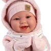 Llorens levensechte babypop soft body baby pop bruine ogen geluid speen 42 cm - Afbeelding 9