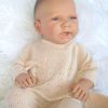ADK1c Levensechte Babypop new born meisje in gebreid setje peach 52 cm - Afbeelding 11
