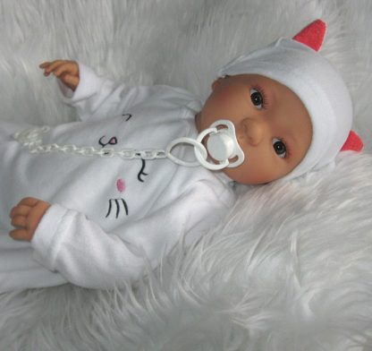 AD9d Levensechte Babypop Leoni soft body bruine ogen met kleding speen 52 cm - Afbeelding 3