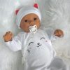 AD9d Levensechte Babypop Leoni soft body bruine ogen met kleding speen 52 cm - Afbeelding 9