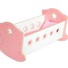 Houten poppenbedje -  poppen schommelwieg met roze bekleding - Afbeelding 3