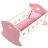 Houten poppenbedje -  poppen schommelwieg met roze bekleding - Afbeelding 4