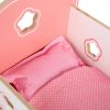 Houten poppenbedje -  poppen schommelwieg met roze bekleding - Afbeelding 2