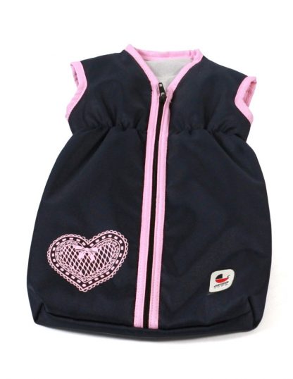 Poppen slaapzak donkerblauw voor poppen maat 35 t/m 47 cm