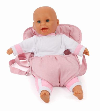 Poppen draagzak buikdrager lichtroze voor poppen maat 35 t/m 52 cm