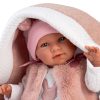 Llorens levensechte babypop soft body baby pop met geluid reiswieg en speen 42 cm - Afbeelding 2