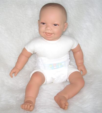 AD3d Levensechte Babypop soft body lachend bruine ogen 53 cm - Limited Edition - Afbeelding 11