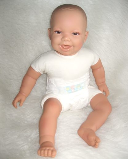 AD3d Levensechte Babypop soft body lachend bruine ogen 53 cm - Limited Edition - Afbeelding 4