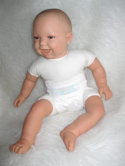 AD3d Levensechte Babypop soft body lachend bruine ogen 53 cm - Limited Edition - Afbeelding 6