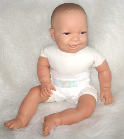 AD3d Levensechte Babypop soft body lachend bruine ogen 53 cm - Limited Edition - Afbeelding 10