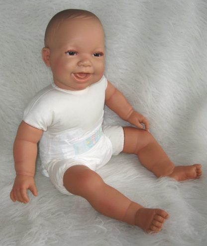 AD3d Levensechte Babypop soft body lachend bruine ogen 53 cm - Limited Edition - Afbeelding 2
