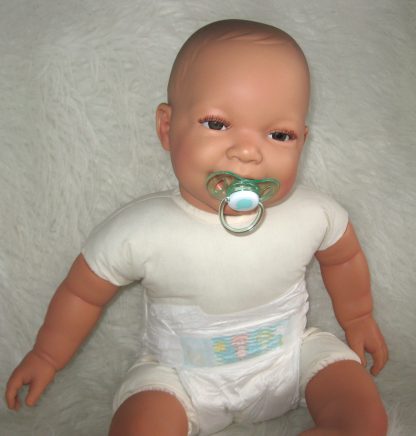 AD3e Levensechte Babypop soft body lachend bruine ogen speen 53 cm - Limited Edition - Afbeelding 16