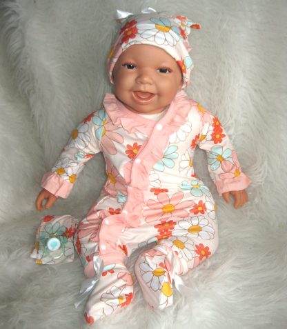 AD3i2 Levensechte Babypop soft body bruine ogen kleding speen 53 cm - Limited Edition - Afbeelding 5