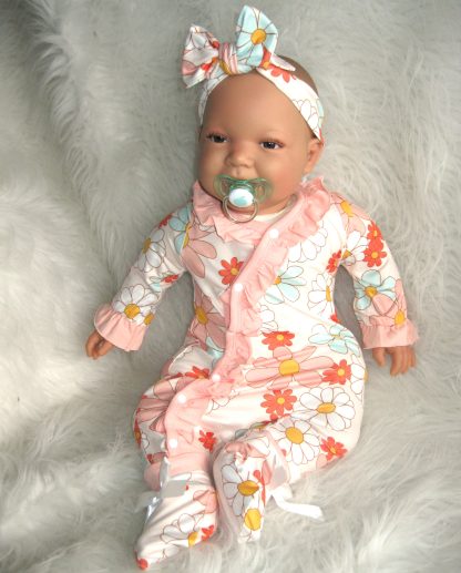 AD3i2 Levensechte Babypop soft body bruine ogen kleding speen 53 cm - Limited Edition - Afbeelding 4