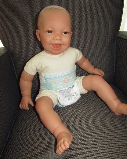 AD3b Levensechte Babypop soft body bruine ogen grijze kleding 53 cm - Limited Edition - Afbeelding 18