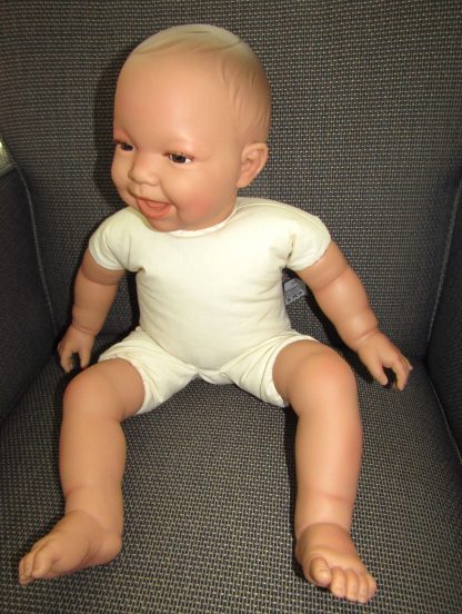 AD3b Levensechte Babypop soft body bruine ogen grijze kleding 53 cm - Limited Edition - Afbeelding 16