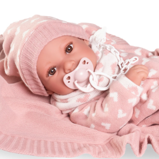 Antonio Juan levensechte babypop full body meisje bruine ogen kleding en speen 42 cm