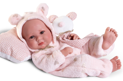 Antonio Juan levensechte babypop full body meisje bruine ogen in kleding 43 cm - Afbeelding 4