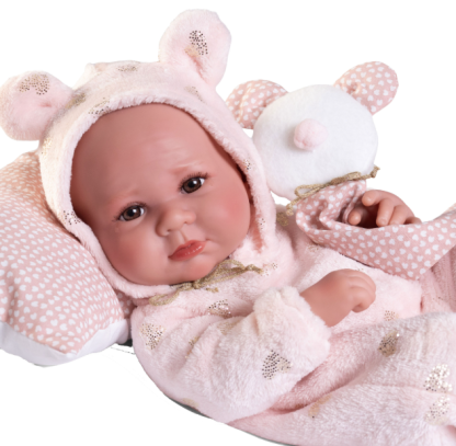 Antonio Juan levensechte babypop full body meisje bruine ogen in kleding 43 cm - Afbeelding 2