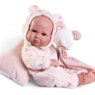 Antonio Juan levensechte babypop full body meisje bruine ogen in kleding 43 cm