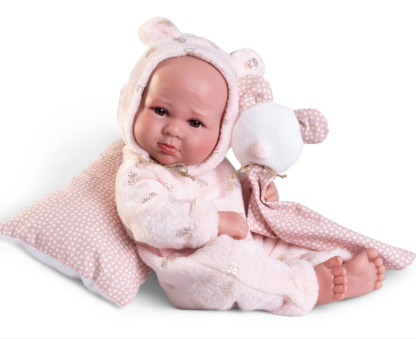 Antonio Juan levensechte babypop full body meisje bruine ogen in kleding 43 cm