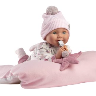 Llorens babypop soft body met geluid slaapogen kussen en speen 42cm