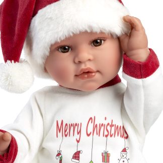 Llorens levensechte babypop softbody baby pop met geluid in Kerstkleding