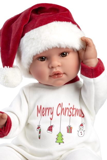 Llorens levensechte babypop softbody baby pop met geluid in Kerstkleding