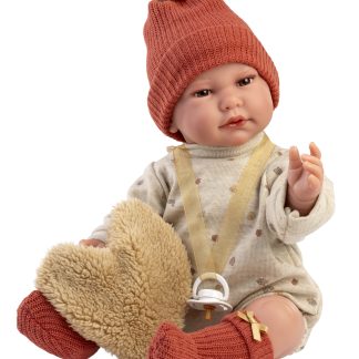 Llorens levensechte babypop Luis softbody bruine ogen met geluid kleding speen 44 cm