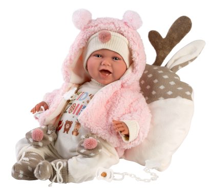 Llorens levensechte babypop soft body baby pop met geluid kleding kussen speen 42 cm