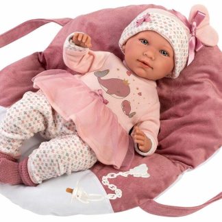Llorens levensechte babypop soft body met geluid kleding draagzak en speen 42cm