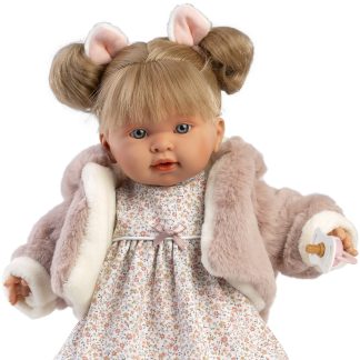 Llorens softbody pop blond haar met geluid kleding speen 42cm