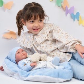 Llorens levensechte babypop fullbody jongen met kleding kussen en knuffel 40cm