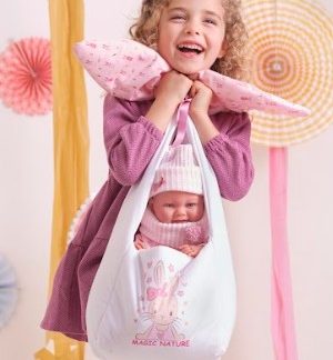 Llorens levensechte babypop fullbody meisje met kleding draagmand en speen 40cm