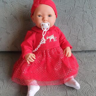 AD7f Levensechte Babypop soft body slaapogen in Kerst set en speen 52 cm