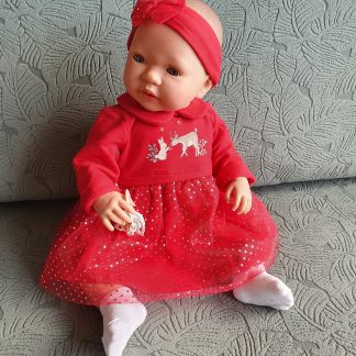 AD7f Levensechte Babypop soft body slaapogen in Kerst set met speen 52 cm