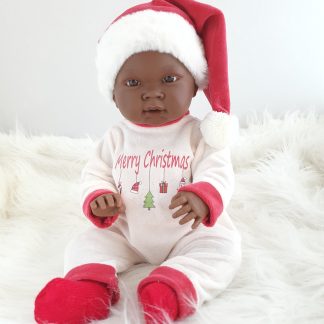 Llorens babypop fullbody jongen met Kerst kleding en speen 45cm