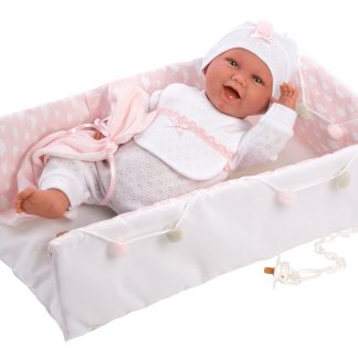 Llorens levensechte babypop soft body met geluid kleding aankleedkussen speen 42cm - Laatste