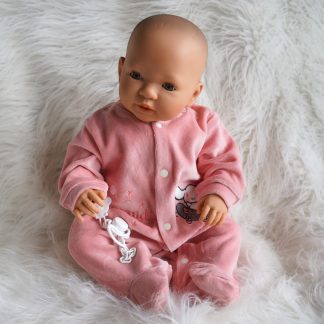 AD7f Levensechte Babypop soft body slaapogen in zalmroze pakje en speen 52 cm