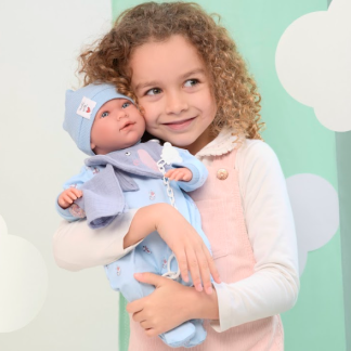 Llorens levensechte babypop softbody baby pop met geluid blauwe kleding speen 42 cm