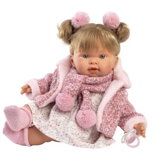 Llorens softbody pop blond haar met geluid kleding en speen 42 cm