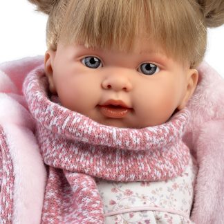 Llorens softbody pop blond haar met geluid kleding en speen 42cm