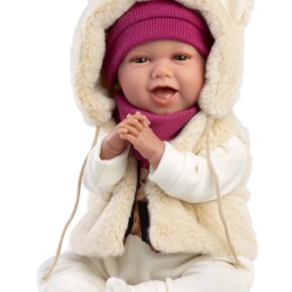 Llorens levensechte babypop soft body bruine ogen met geluid kleding en speen 42 cm