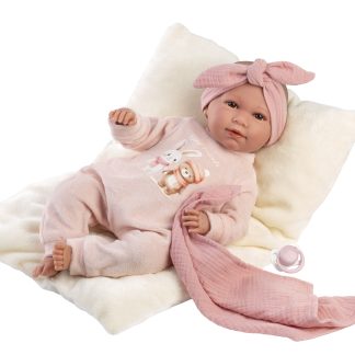 Llorens levensechte babypop Mimi softbody bruine ogen met geluid kussen en speen 42 cm