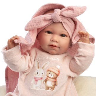 Llorens levensechte babypop Mimi softbody bruine ogen met geluid kussen en speen 42cm