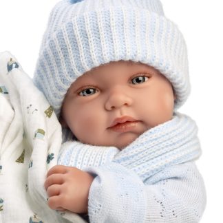 Llorens levensechte babypop full body jongen met kleding deken en speen 43cm