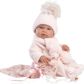 Llorens levensechte babypop full body meisje met kleding en speen 43 cm