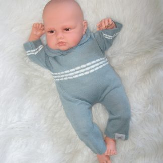 Poppenkleding By Astrup blauw gebreid voor pop 42 t/m 46 cm