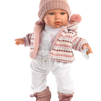 Llorens Poppenkleding 4 delig roze wit Llorens voor pop 40 cm t/m 43 cm